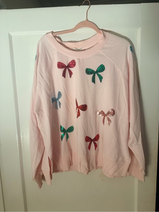 Mary Square Tops - Mary Square Sequin Bow Sweatshirt – 2X